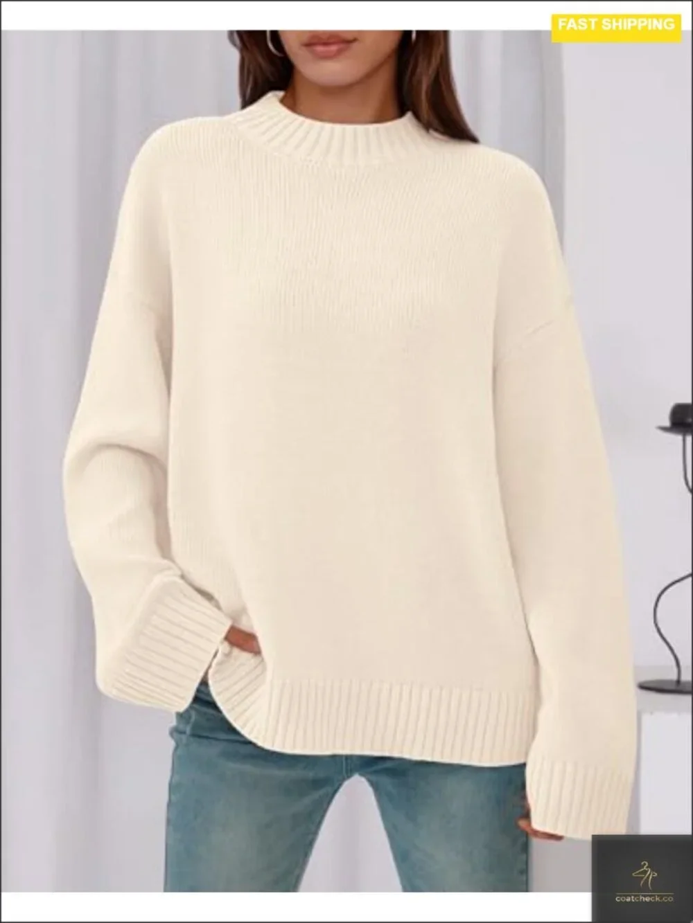 Womens Crewneck Loose Fit Ribbed Knit Pullover Sweater Long Sleeve Fall Winter